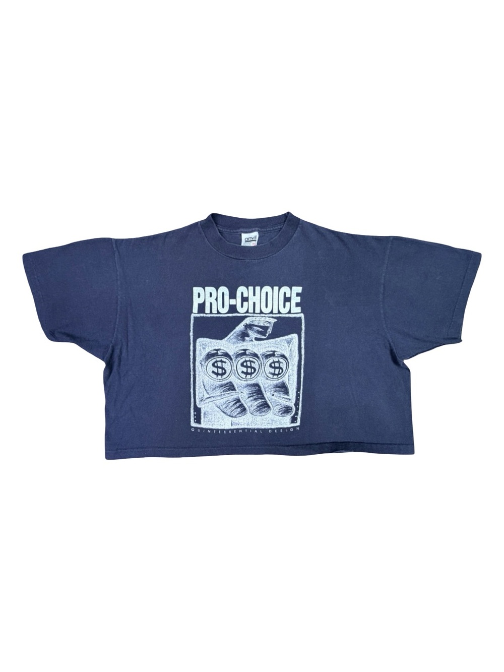 Vintage Anvil 1989 Chuck Rancorn Pro-Choice Cropped Art Tee - One Size - Unisex